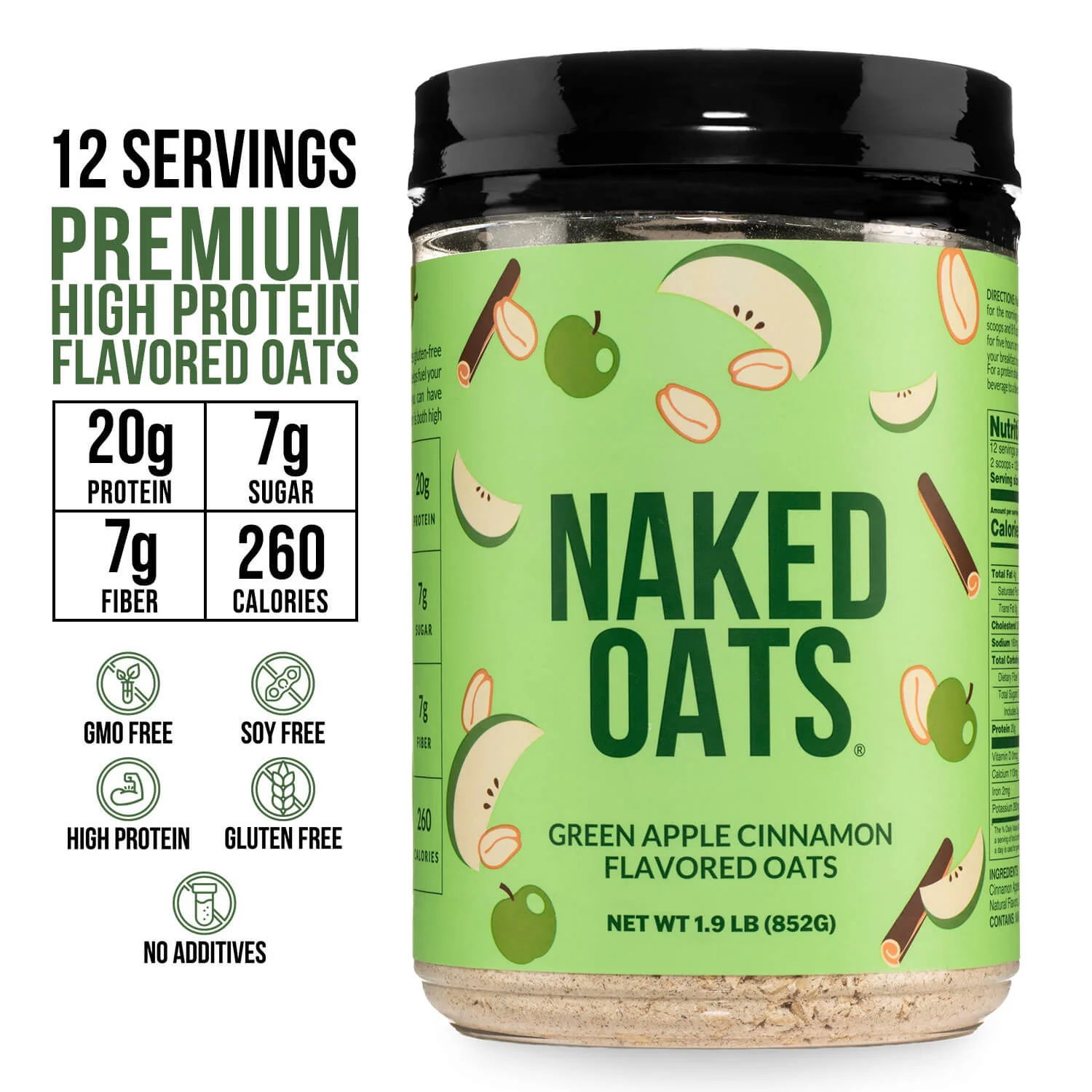Green Apple Cinnamon Protein Oats | Naked Oats - Image 3