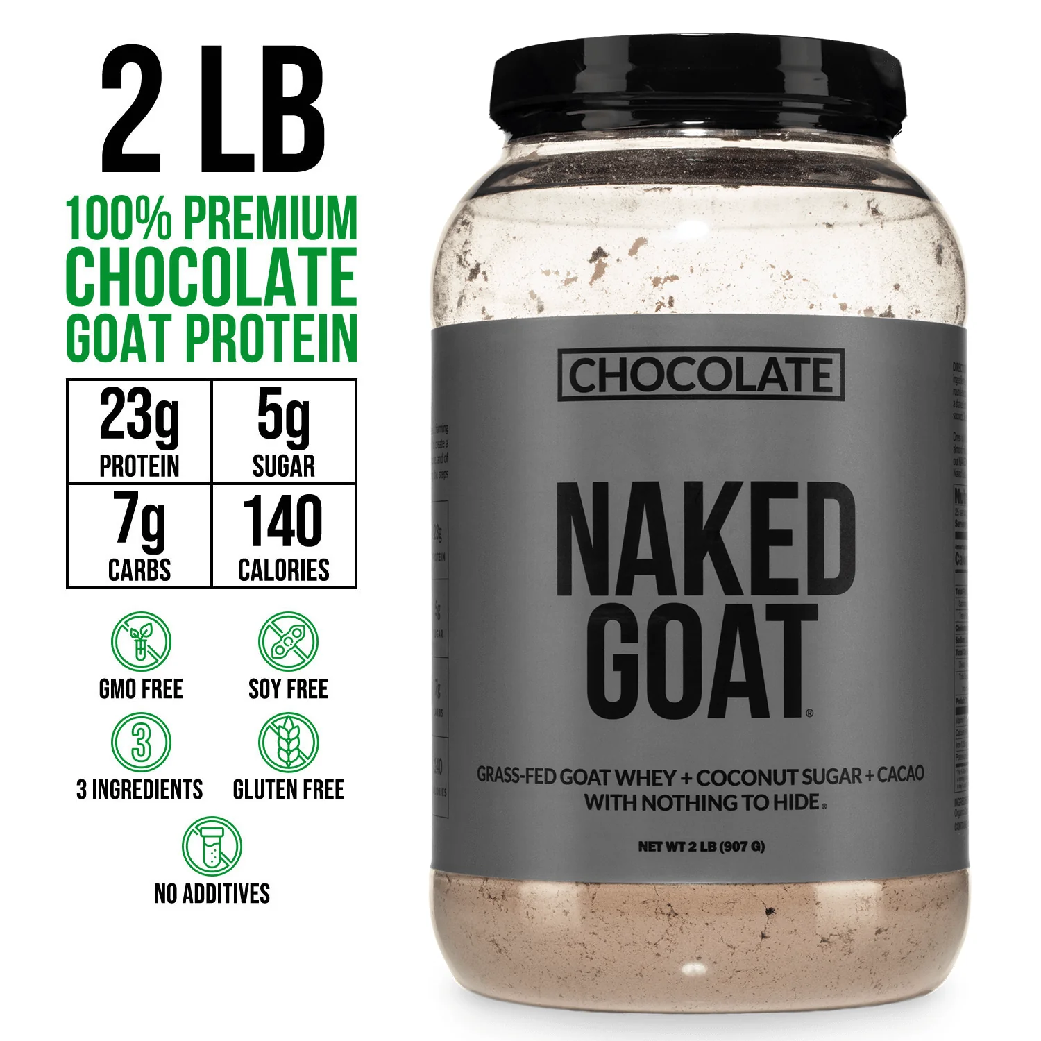 Chocolate Goat Whey Protein Powder | Naked Goat - 2lb - Image 3
