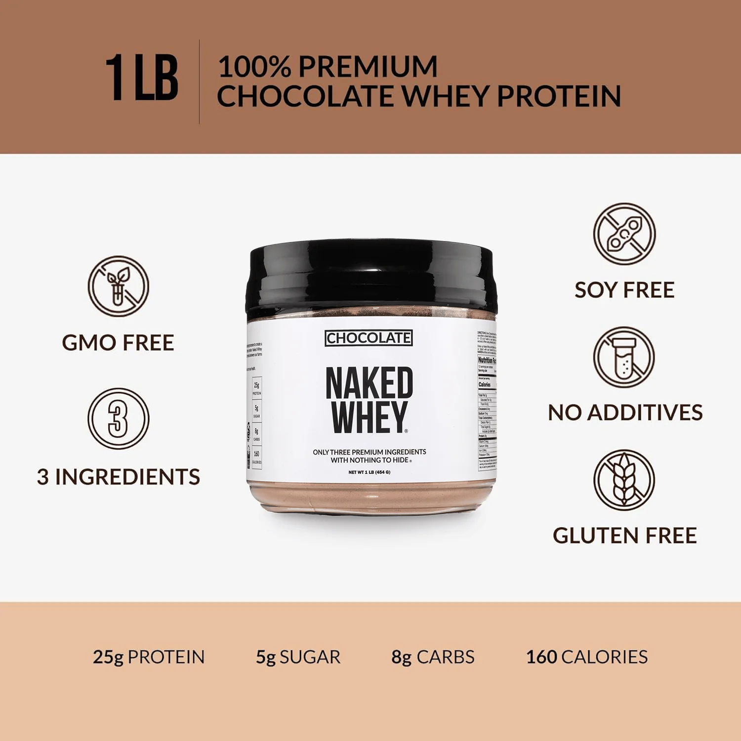 Chocolate Whey Protein Powder 1lb | Naked Chocolate Whey - 1LB - Image 3