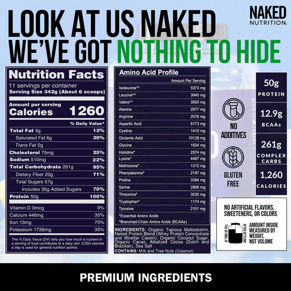 Double Chocolate Mass Gainer Protein Supplement | Naked Mass - 8LB - Image 5
