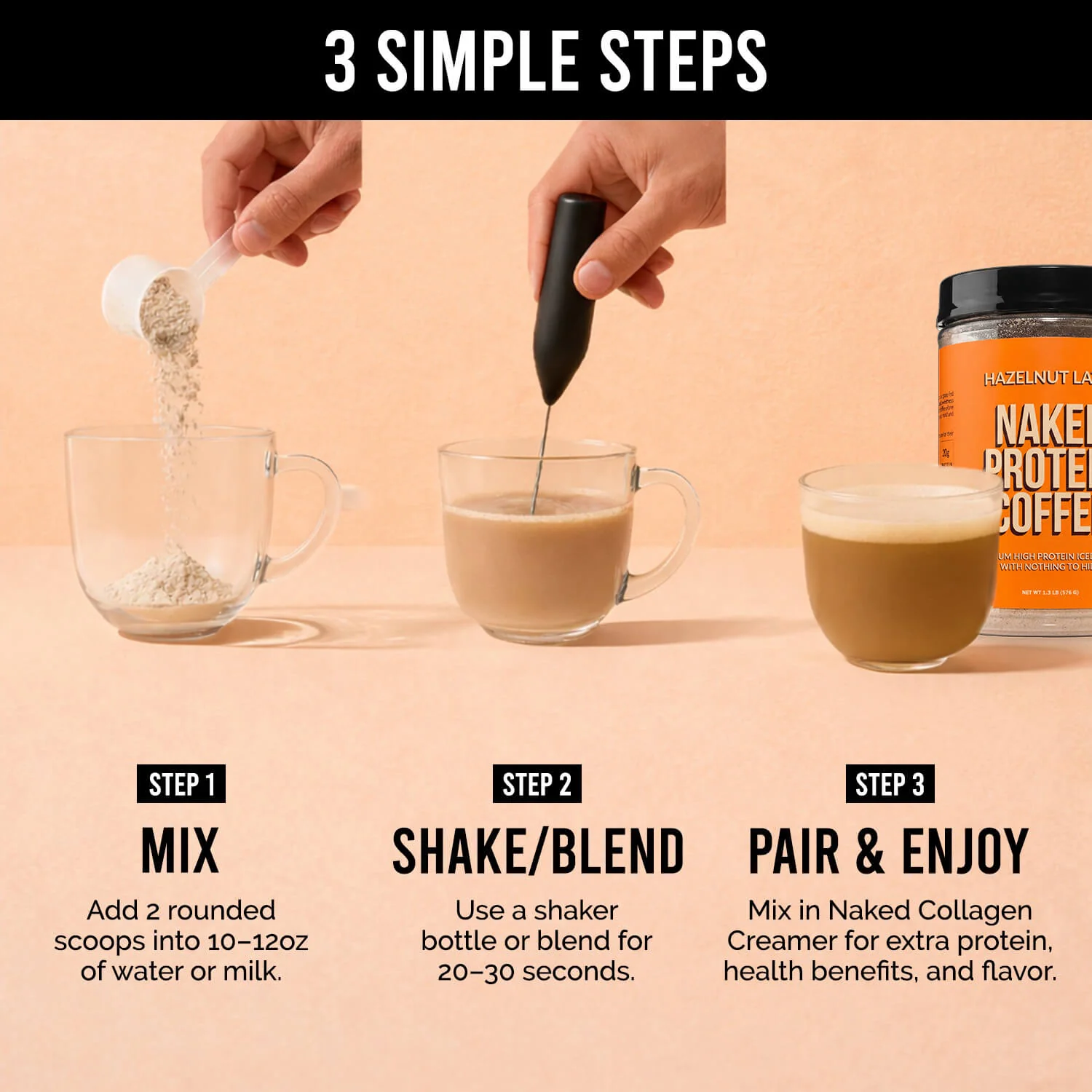 Hazelnut Latte Protein Iced Coffee | Naked Protein Coffee - 17 Servings - Image 6