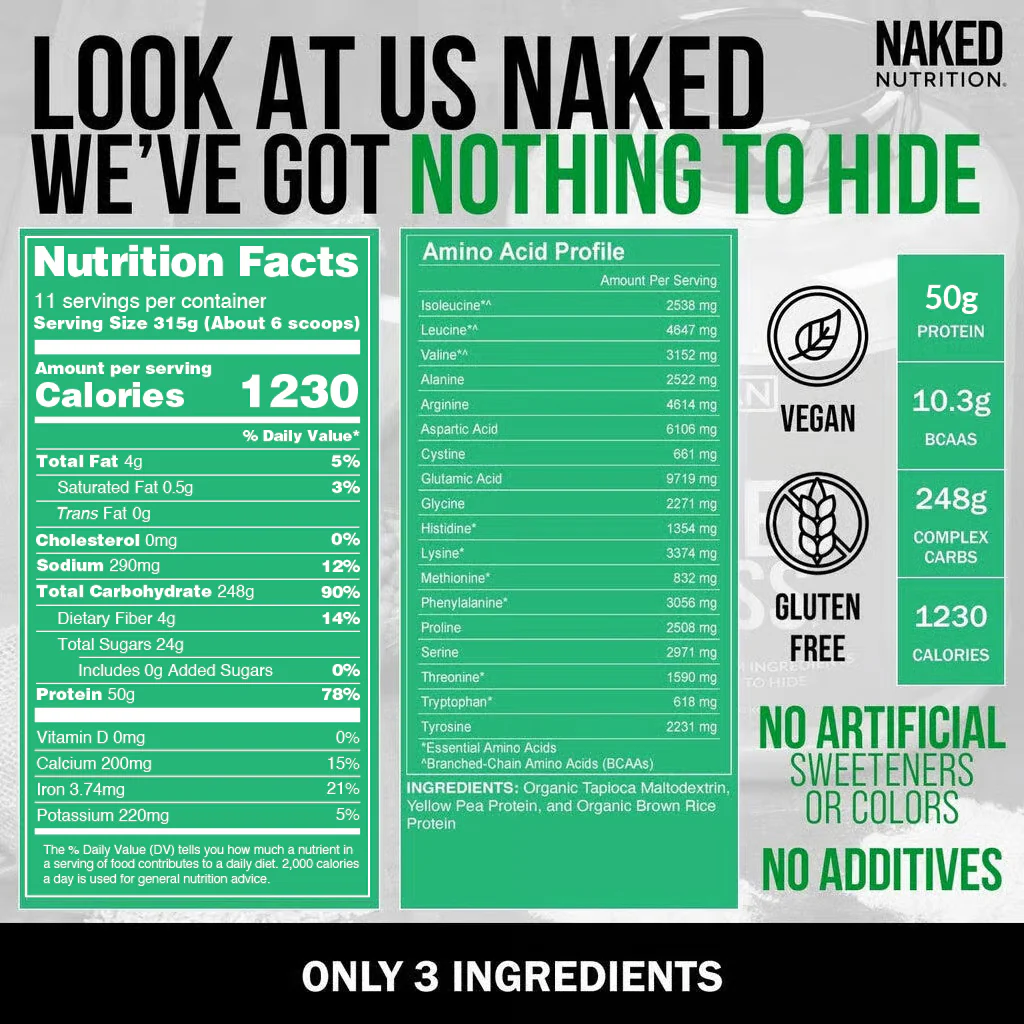 Vegan Mass Gainer Supplement | Naked Vegan Mass - 8LB - Image 6